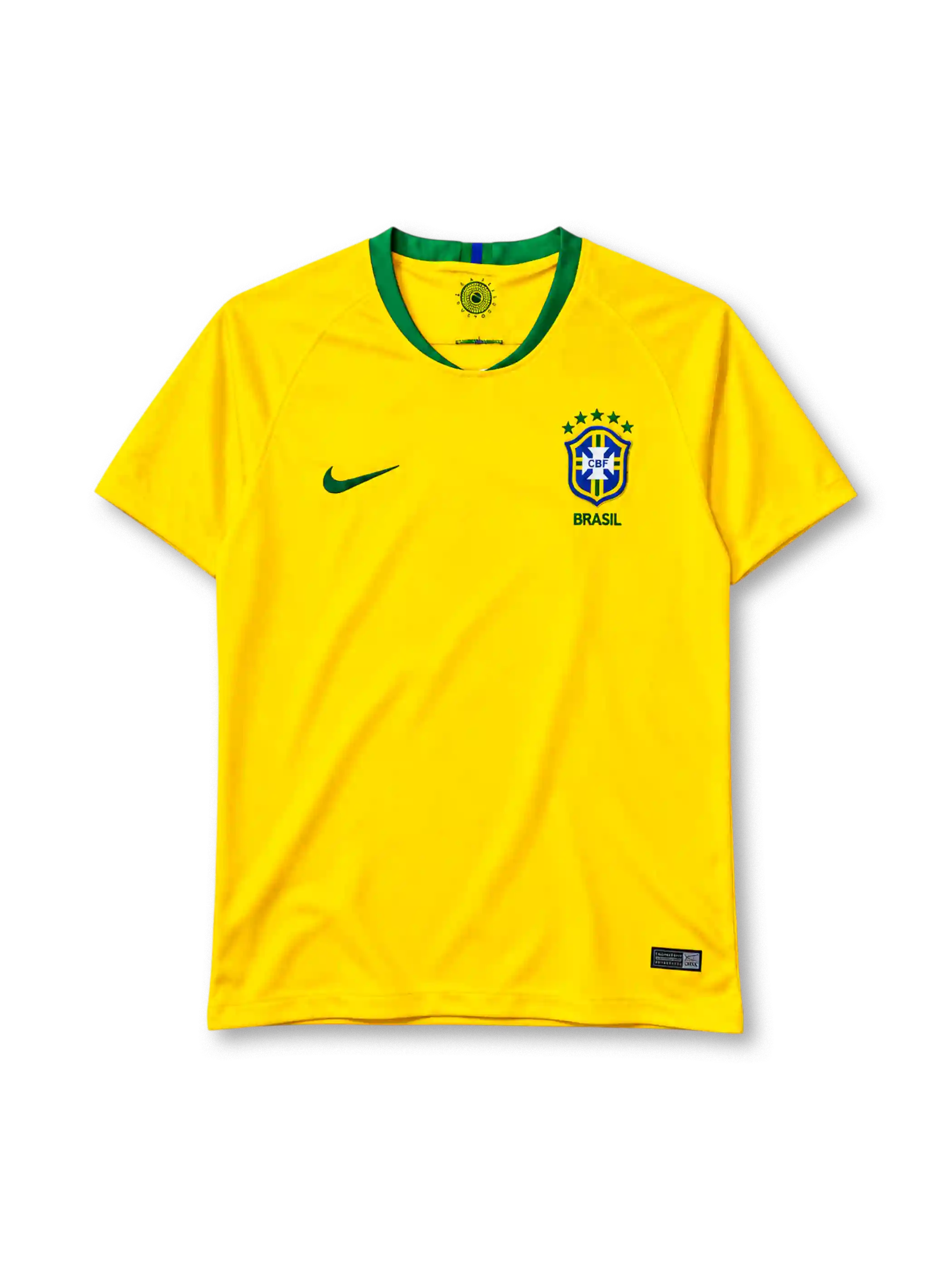 ブラジル代表 2018 ホームユニフォーム イエロー 緑襟 ナイキ製 ロシアW杯モデル 5つ星エンブレム付き