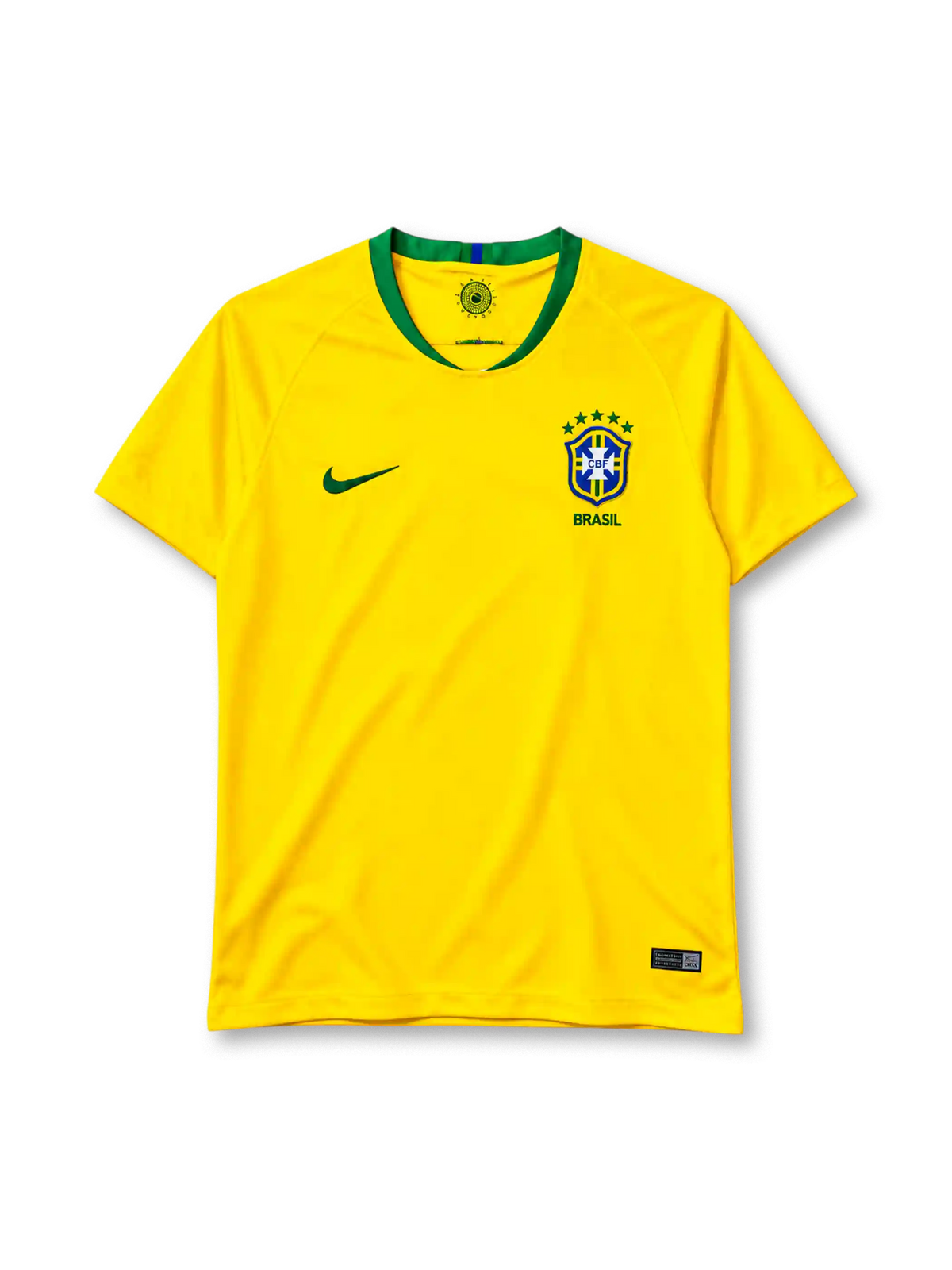 ブラジル代表 2018 ホームユニフォーム イエロー 緑襟 ナイキ製 ロシアW杯モデル 5つ星エンブレム付き