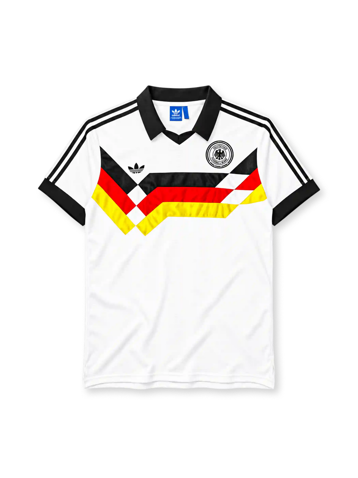 西ドイツ代表 1988/89シーズン ホームユニフォーム（adidas製、白地、国旗柄斜め帯）