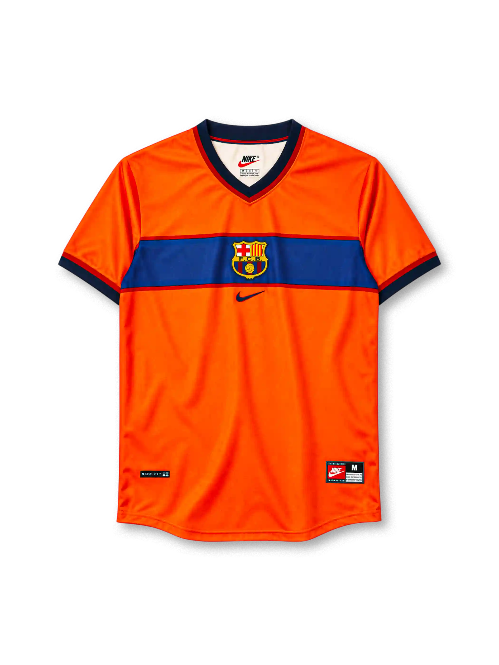 FCバルセロナ 1998/99シーズン サードユニフォーム（Nike製、オレンジ地、紺バンド）