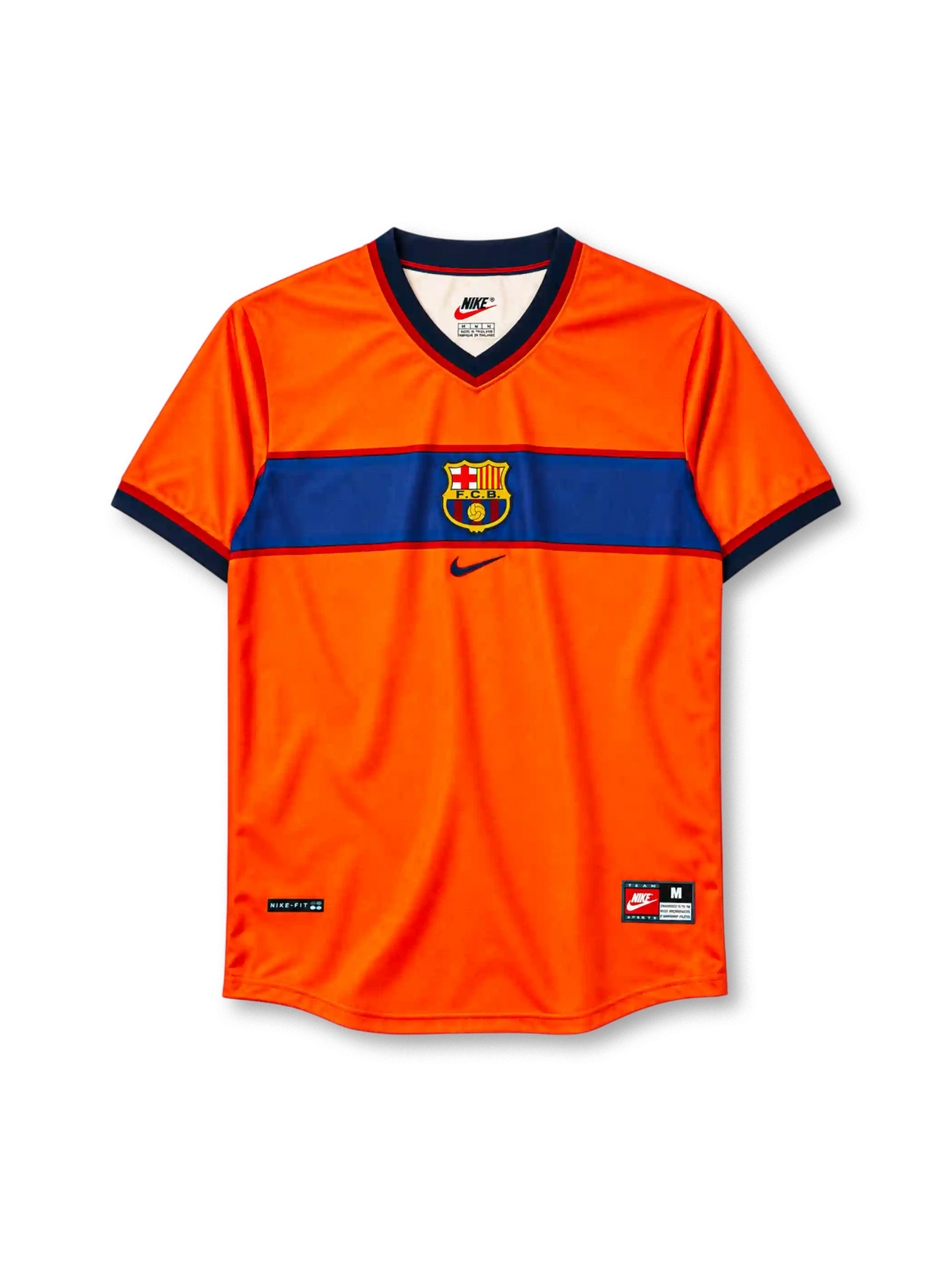 FCバルセロナ 1998/99シーズン サードユニフォーム（Nike製、オレンジ地、紺バンド）