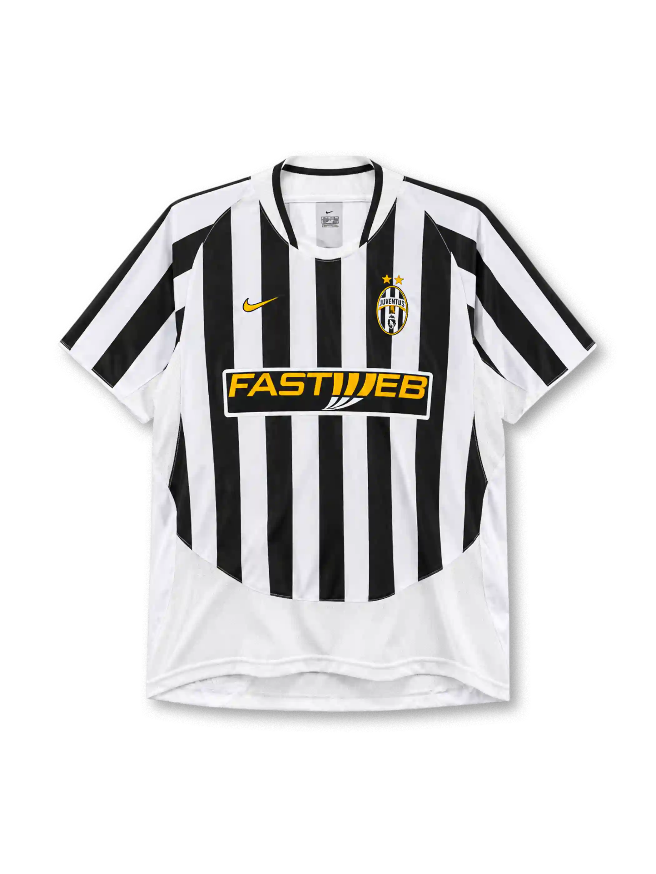 ユベントス 2003/04シーズン ホームユニフォーム（Nike製、黒白ストライプ、Fastwebスポンサー）