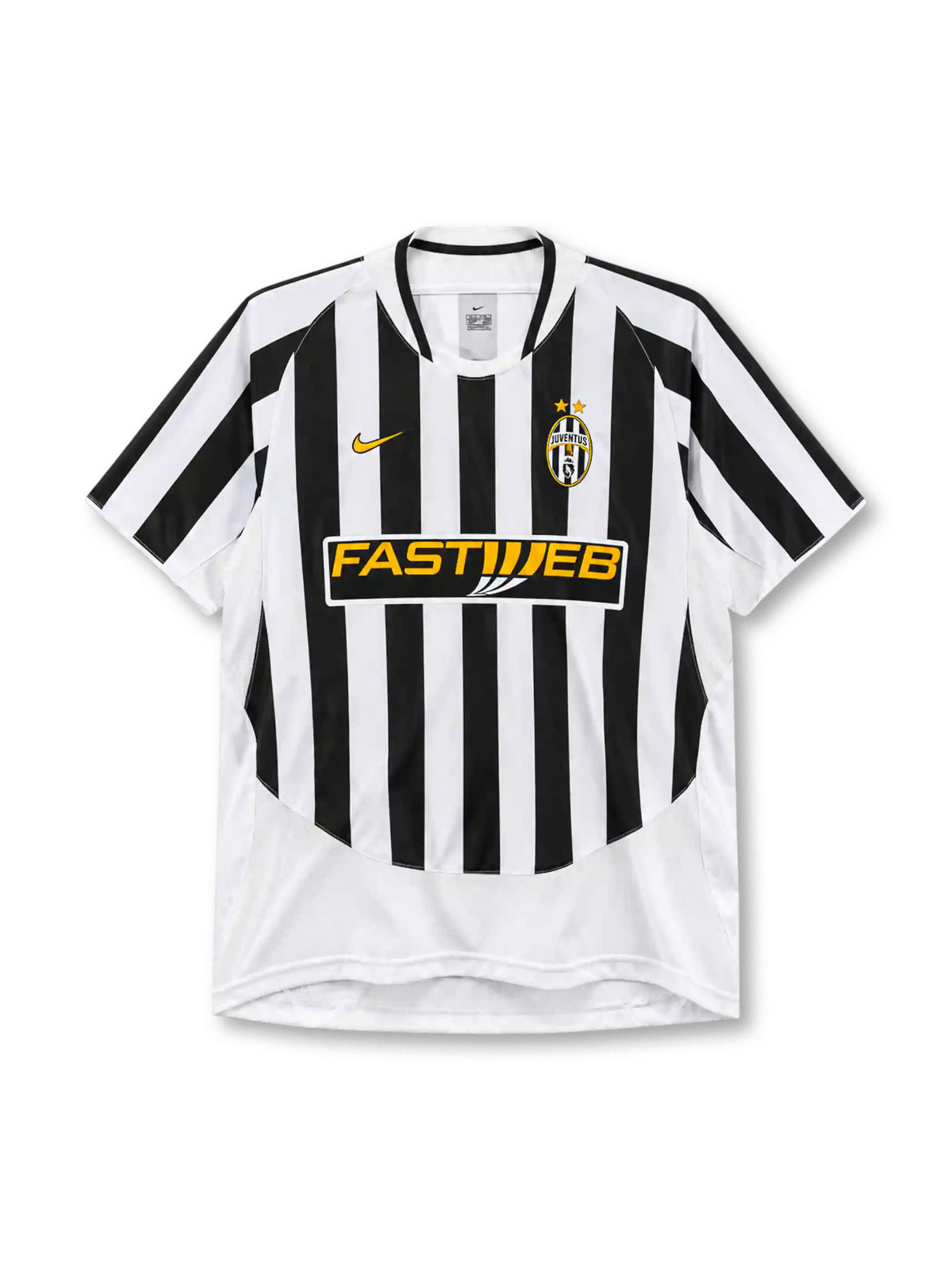 ユベントス 2003/04シーズン ホームユニフォーム（Nike製、黒白ストライプ、Fastwebスポンサー）