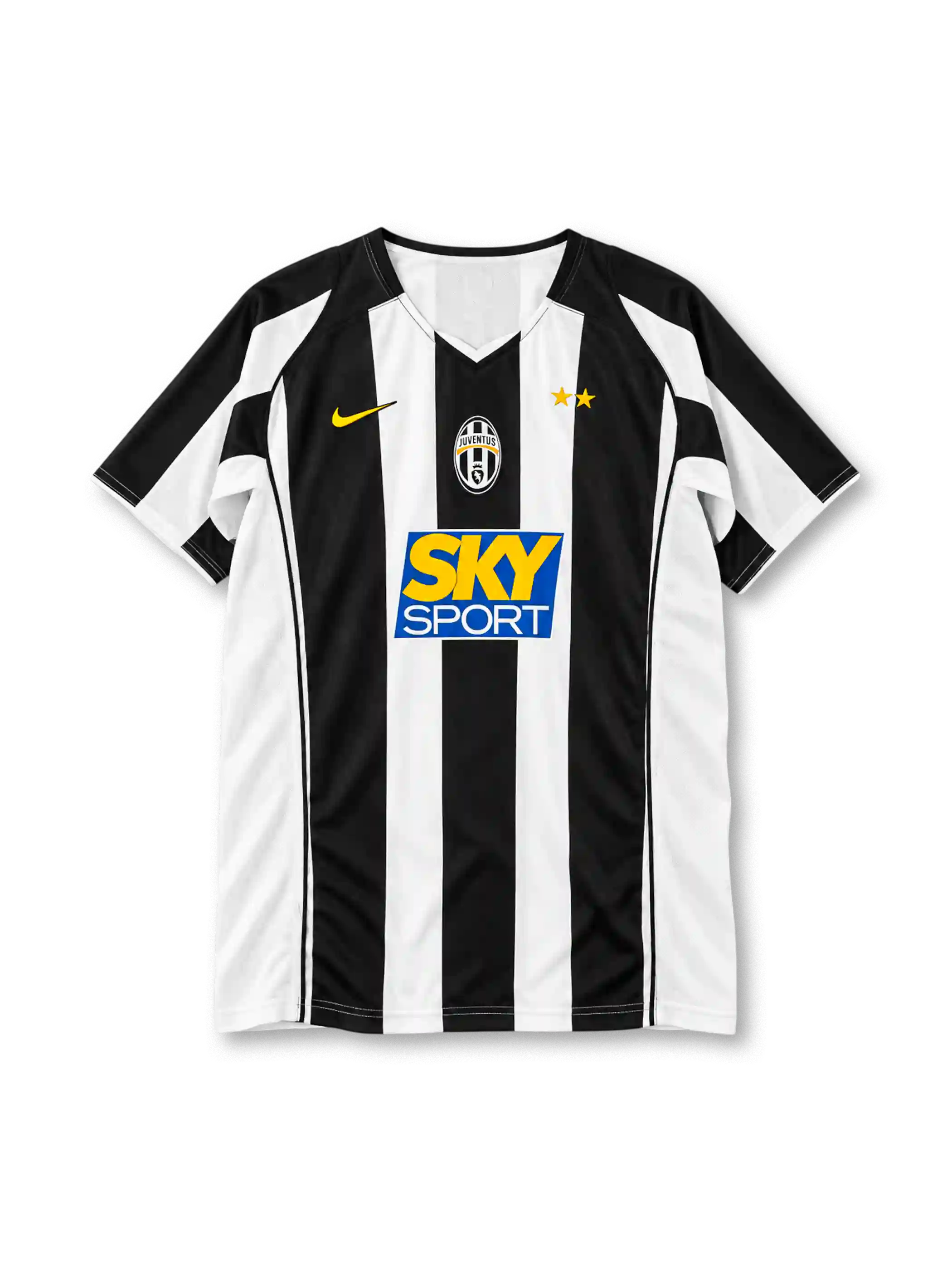 ユベントス 2004/05シーズン ホームユニフォーム（Nike製、黒白ストライプ、Sky Sportスポンサー）