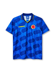 コロンビア代表 1994年 アウェイユニフォーム(Umbro製、青地、サッカーボール柄)