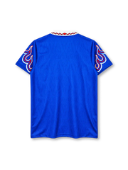 日本代表 1996/97シーズン ホームユニフォーム(adidas製、青地、炎柄、JFAエンブレム)