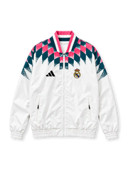 レアル・マドリード 2026/27シーズン ホワイトアンセムジャケット(adidas製、ピンク×ダークグリーン、ダイヤモンド柄)
