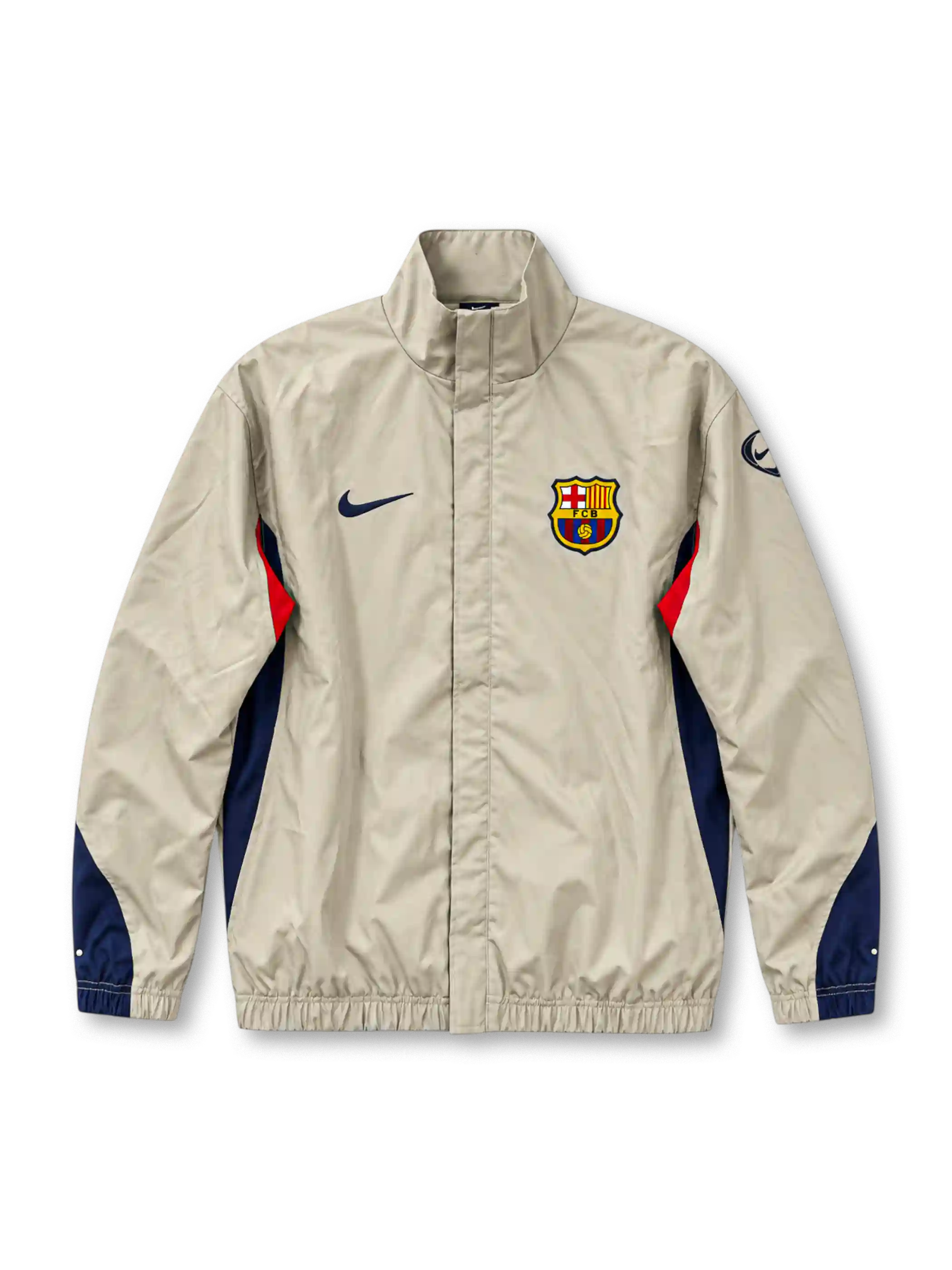 FCバルセロナ 2003/04シーズン カーキトラックジャケット（Nike製、カーキ地、紺赤パネル）