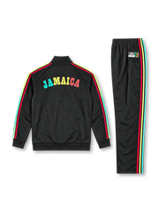 ジャマイカ代表×ボブ・マーリー トラックスーツ ブラックにターコイズ・イエロー・レッドのラインが入ったジャケット＆パンツ 正面