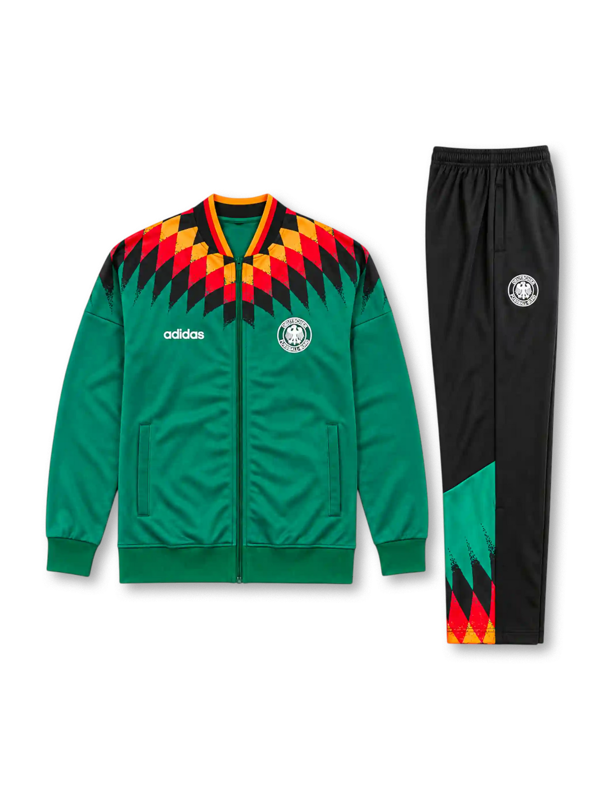 ドイツ代表 1994 Bringbackトラックスーツ グリーンに菱形柄が入ったジャケット＆パンツ