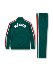 メキシコ代表 2026 ダークグリーン トラックスーツ セットアップ レッド ホワイトライン