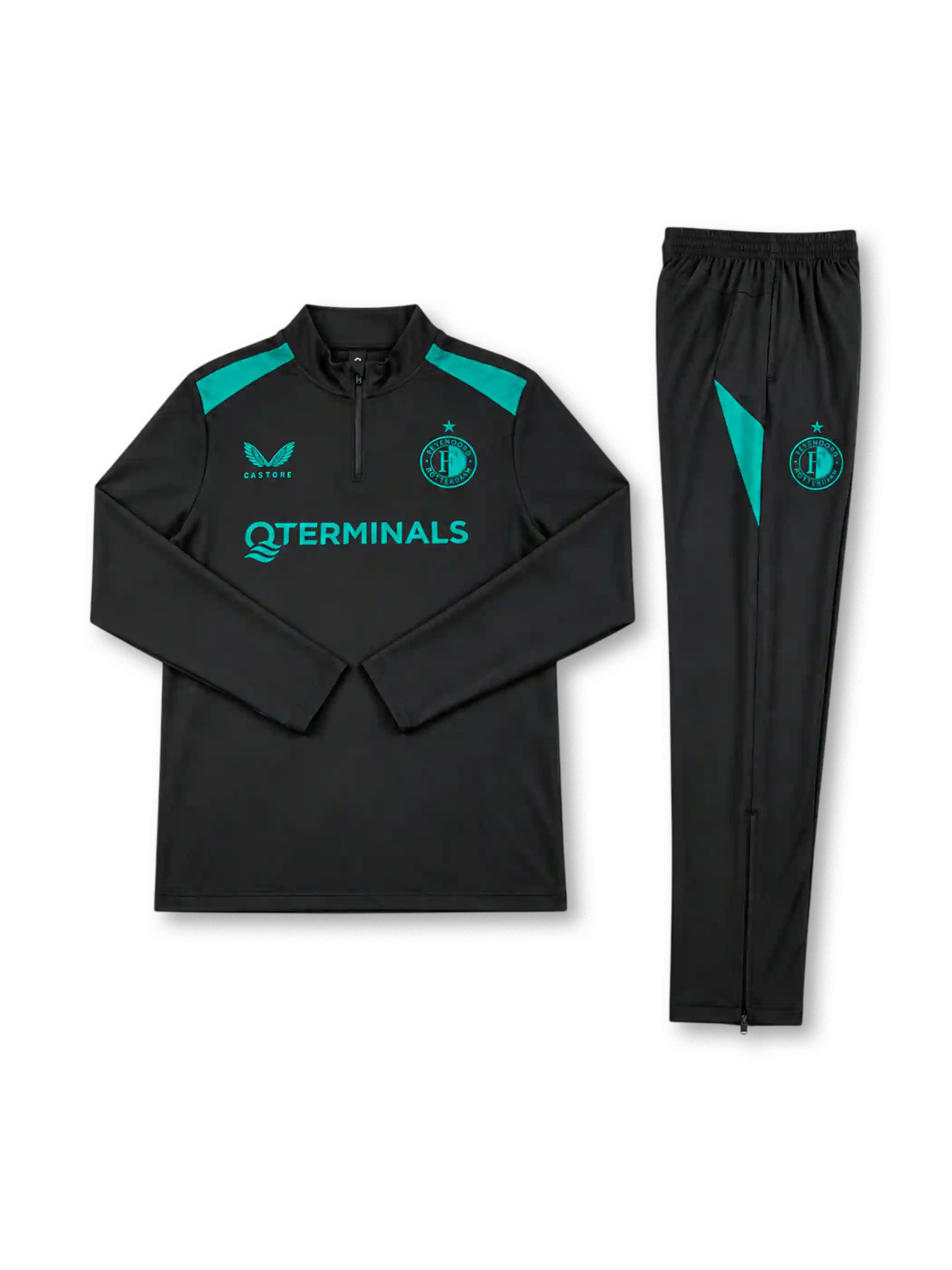 フェイエノールト 2026-27 ブラック×ターコイズ ハーフジップ トレーニングセット Castore
