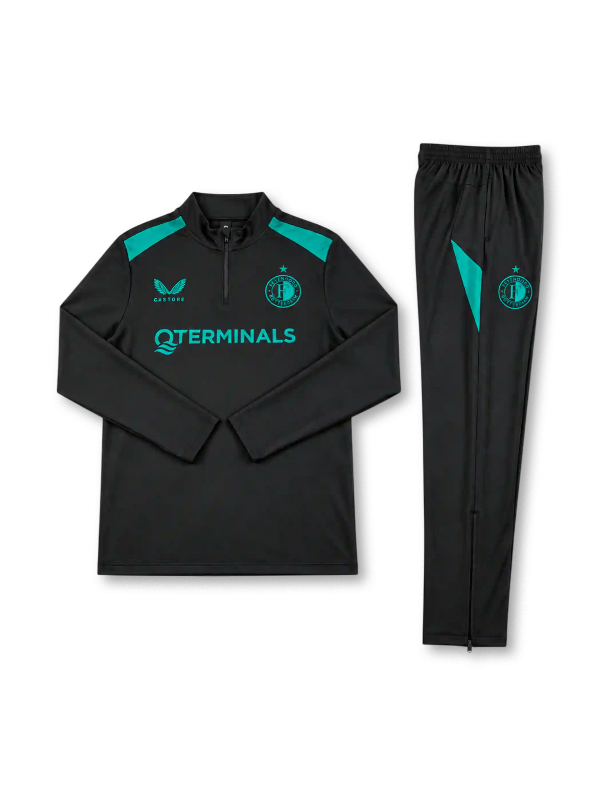 フェイエノールト 2026-27 ブラック×ターコイズ ハーフジップ トレーニングセット Castore