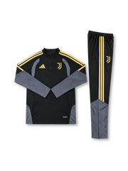 ユヴェントス 2026-27 ブラック 長袖ハーフジップ トレーニングトップとパンツの上下セット ゴールドの3本ラインとJエンブレム入り
