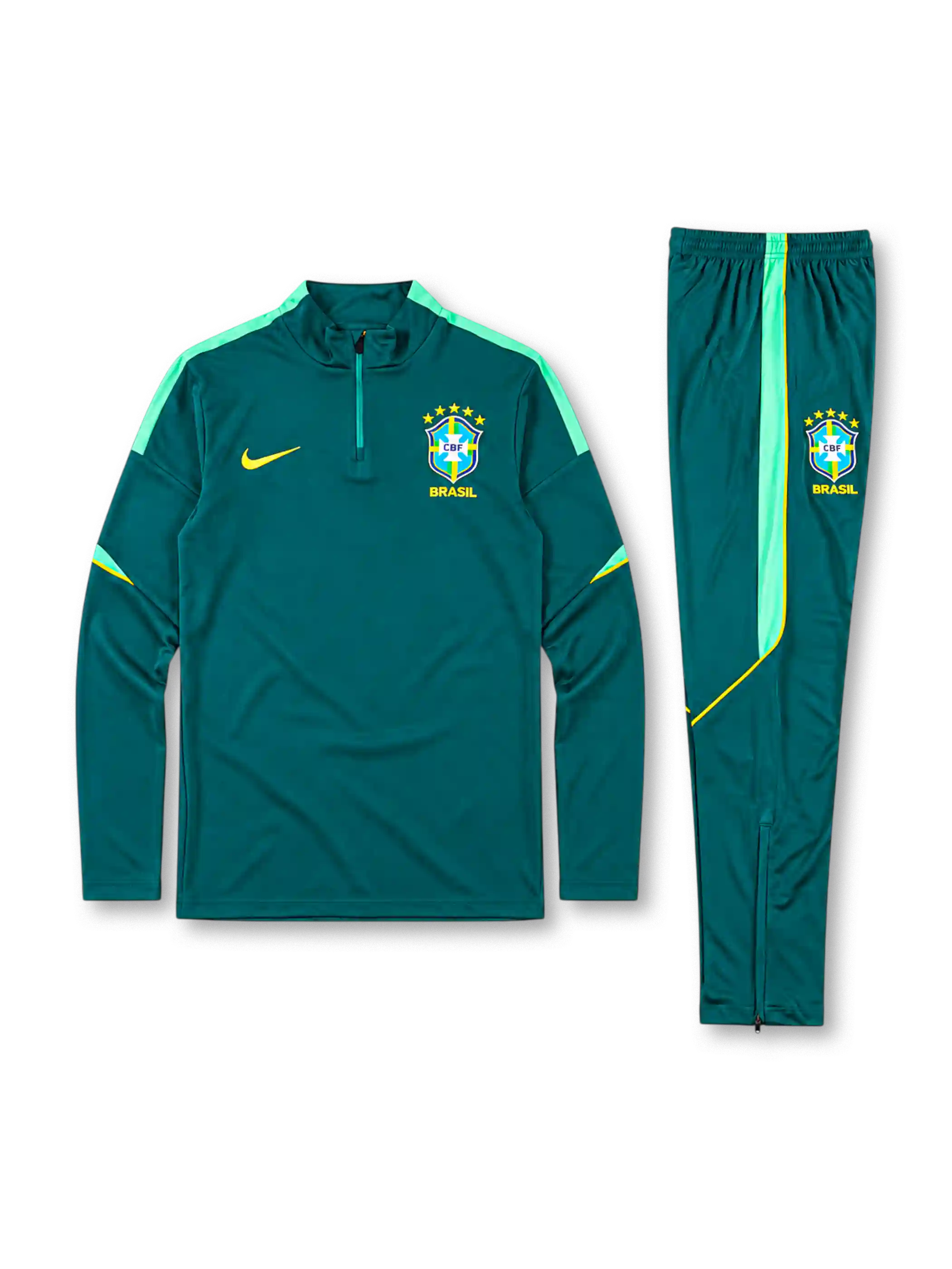 ブラジル代表 2026-27 トレーニング ハーフジップトップ＆パンツ セットアップ ダークグリーン