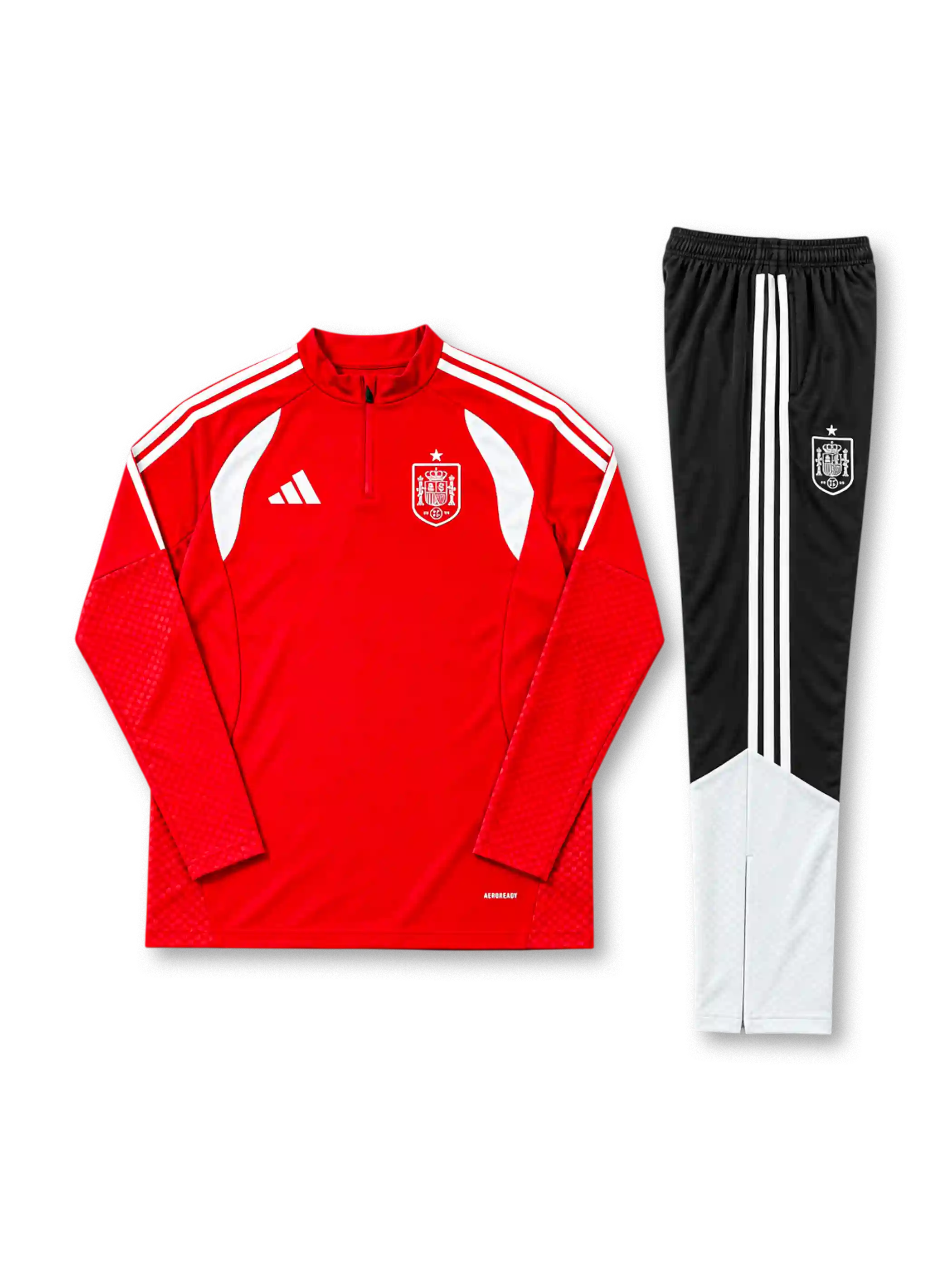 スペイン代表 2026-27 トレーニング ハーフジップトップ＆パンツ セットアップ レッド×ホワイト
