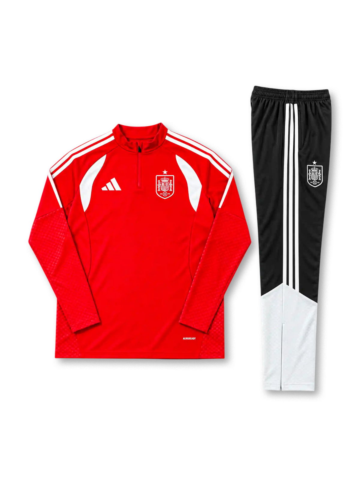 スペイン代表 2026-27 トレーニング ハーフジップトップ＆パンツ セットアップ レッド×ホワイト