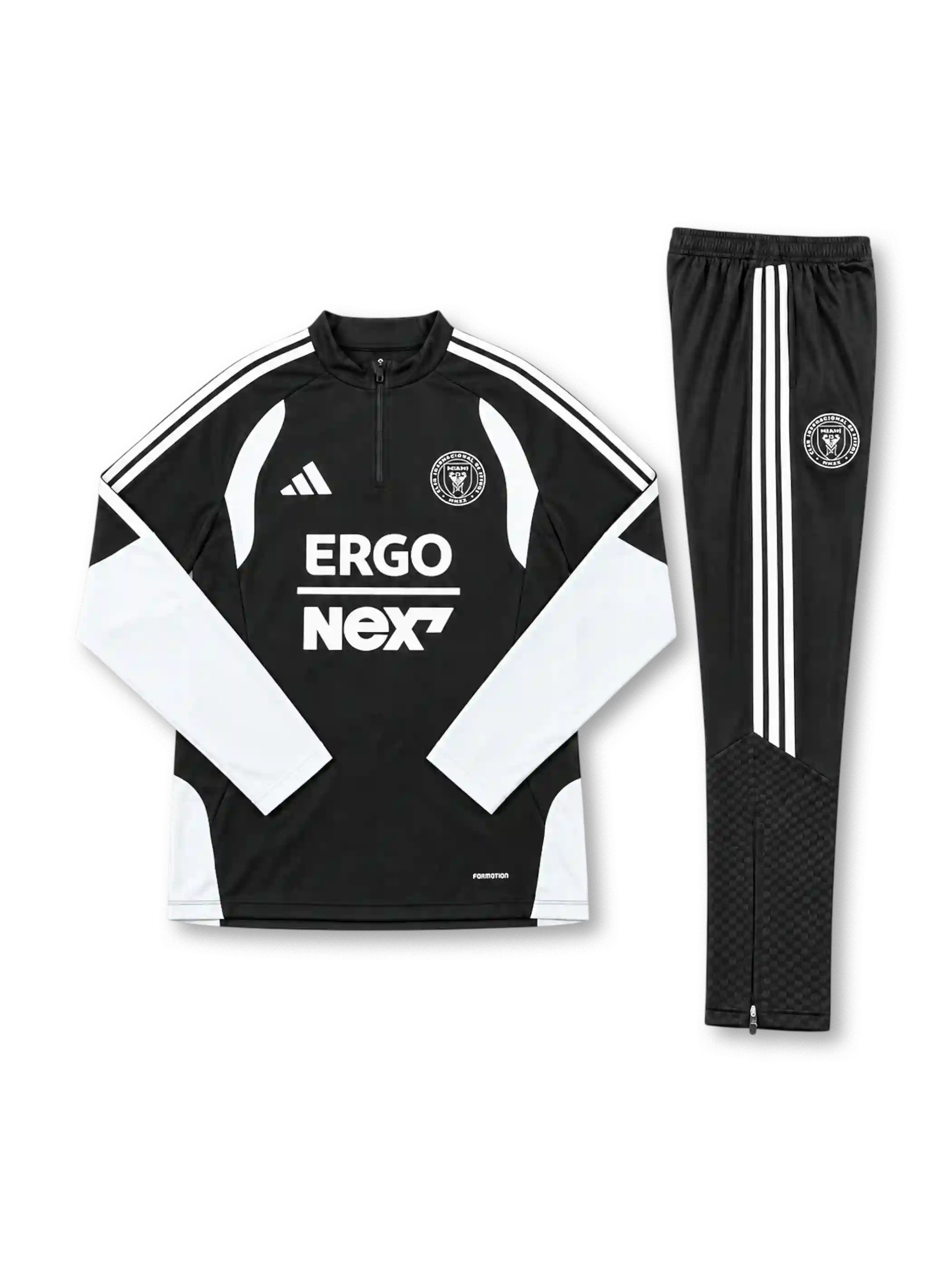 インテル・マイアミ 2026-27 ブラック 長袖ハーフジップ トレーニングトップとパンツの上下セット ERGO NEXTロゴとクラブエンブレム入り