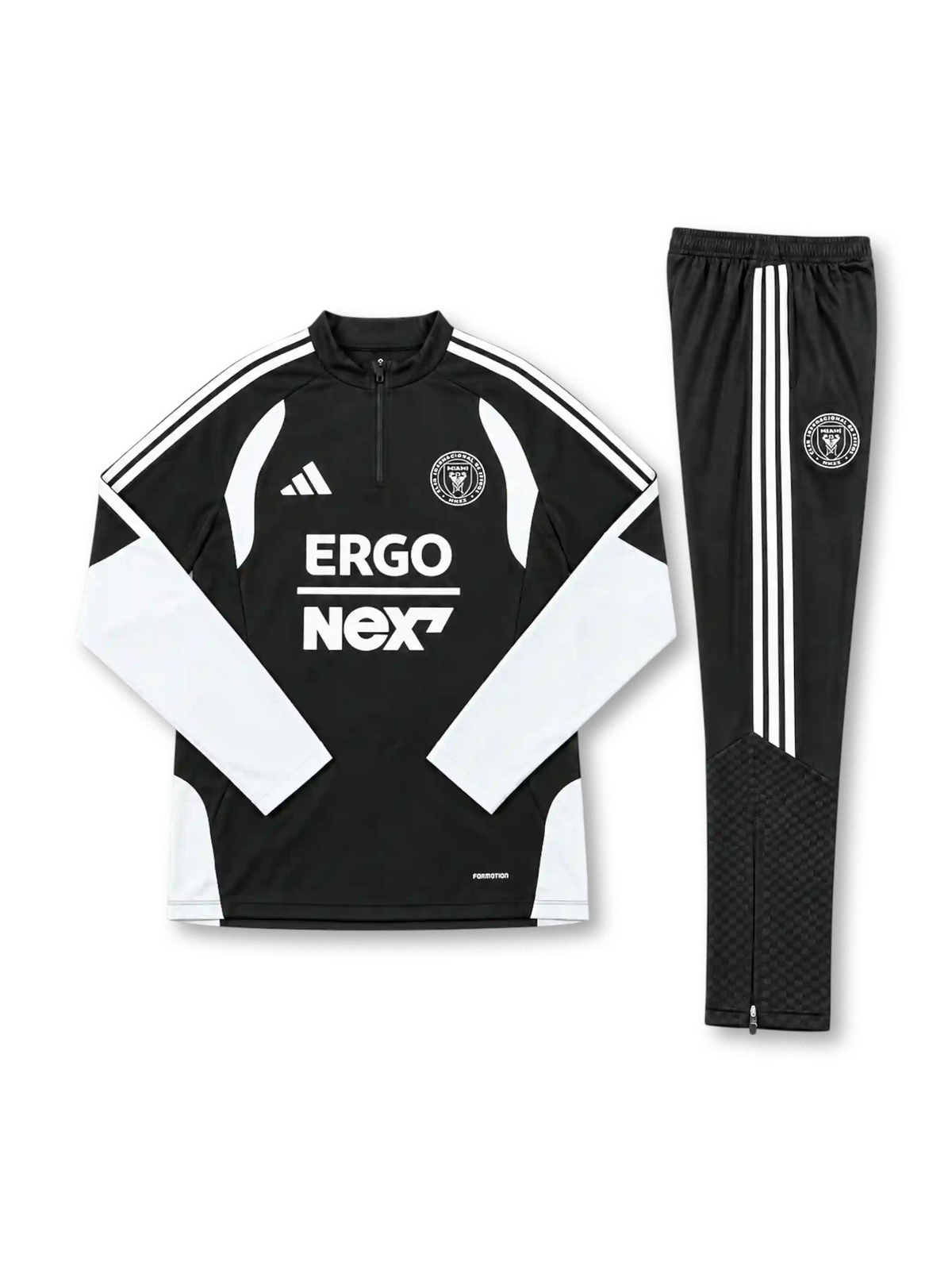 インテル・マイアミ 2026-27 ブラック 長袖ハーフジップ トレーニングトップとパンツの上下セット ERGO NEXTロゴとクラブエンブレム入り