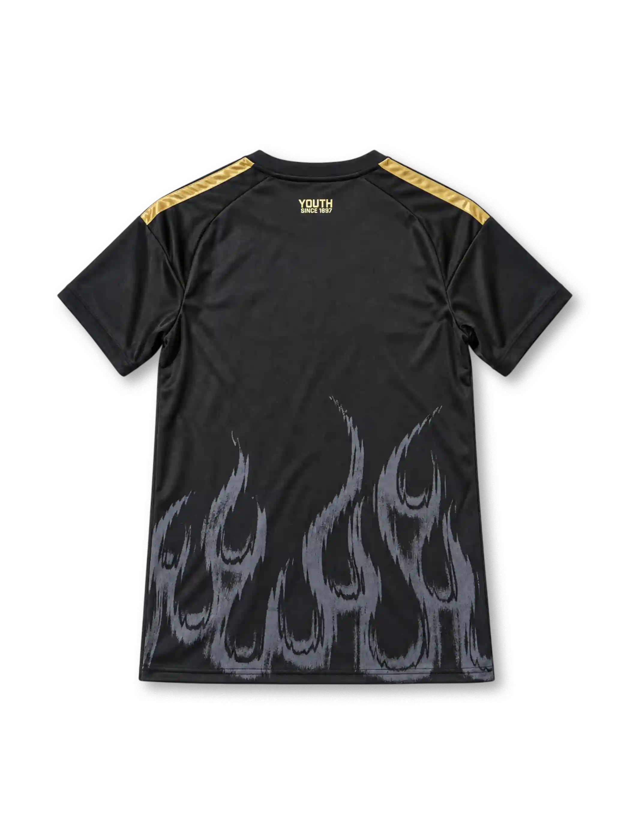 ユヴェントス 2026-27 サードジャージ 炎のグラフィックが入った黒い半袖モデル