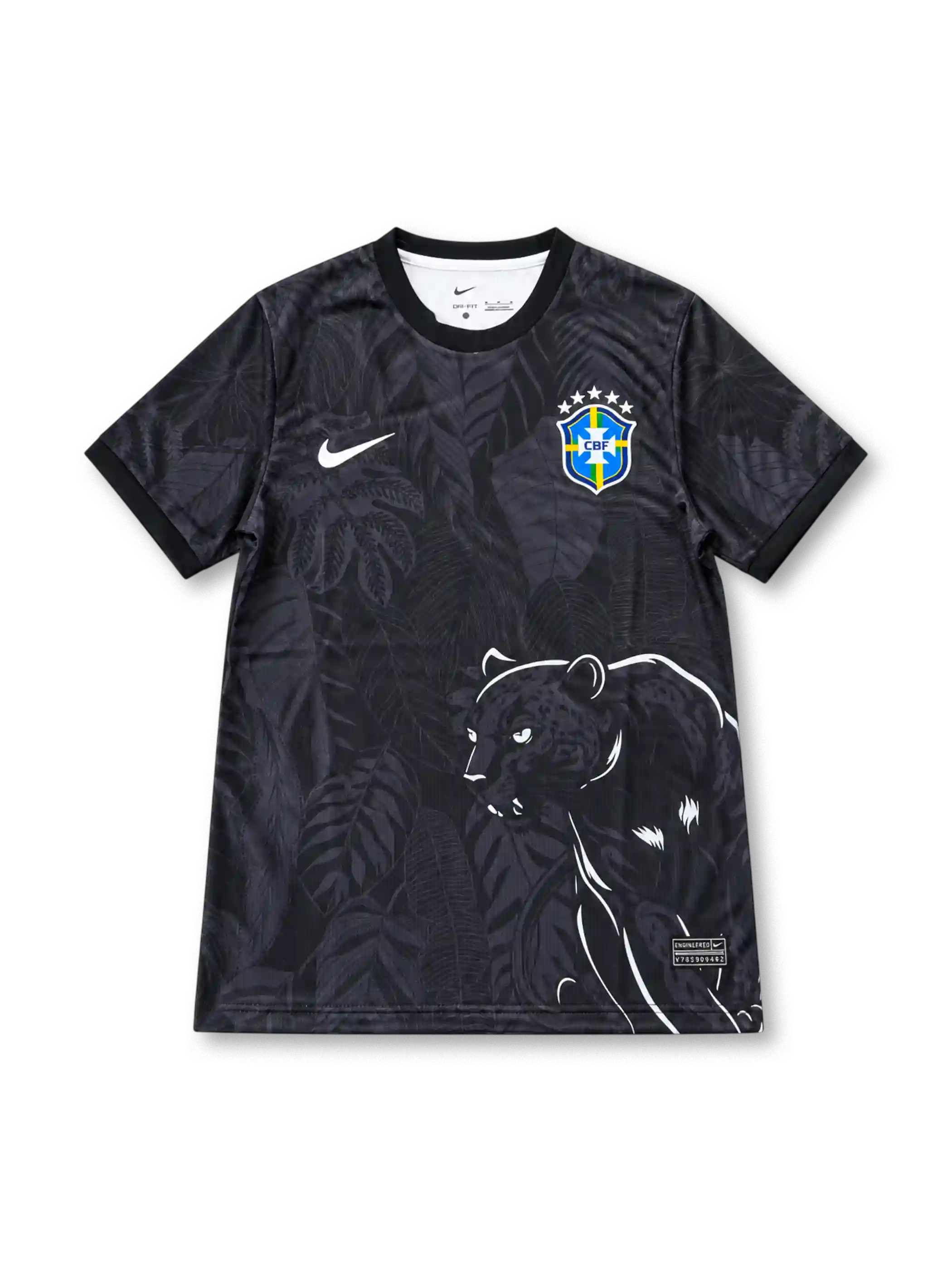 ブラジル代表 2026 特別ジャージ ジャガーのイラストが入った黒い半袖モデル