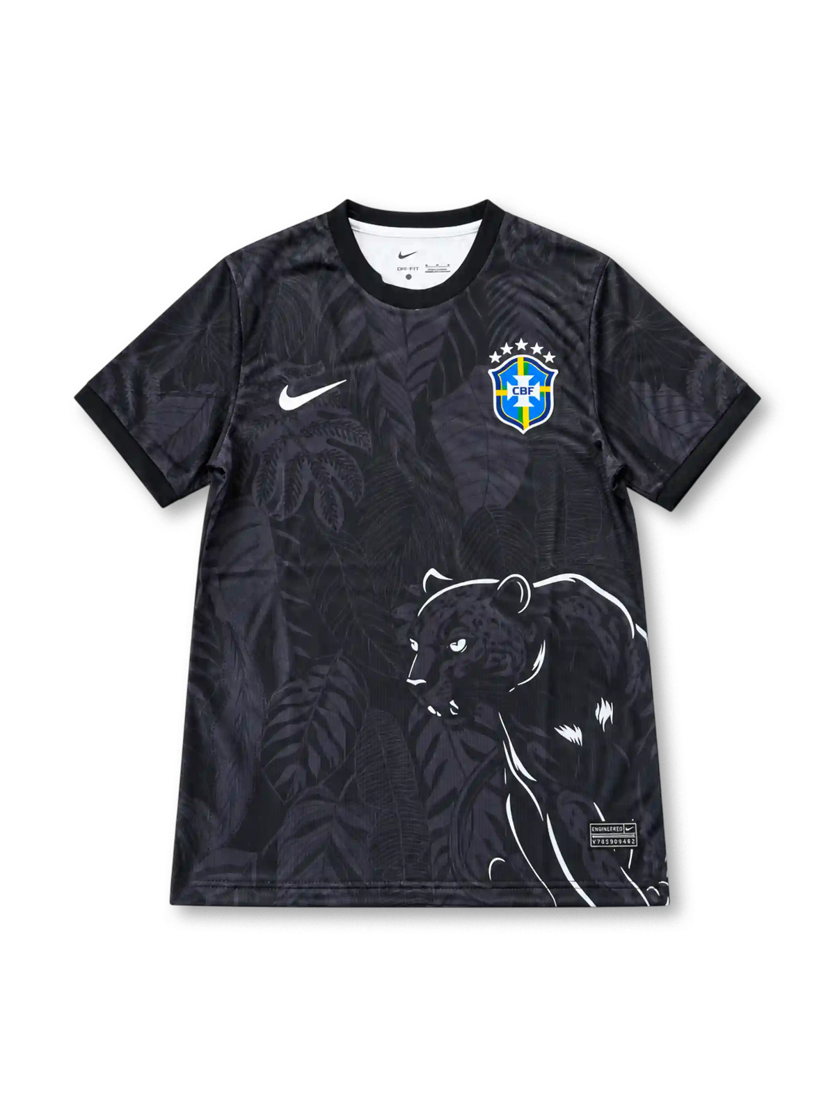 ブラジル代表 2026 特別ジャージ ジャガーのイラストが入った黒い半袖モデル
