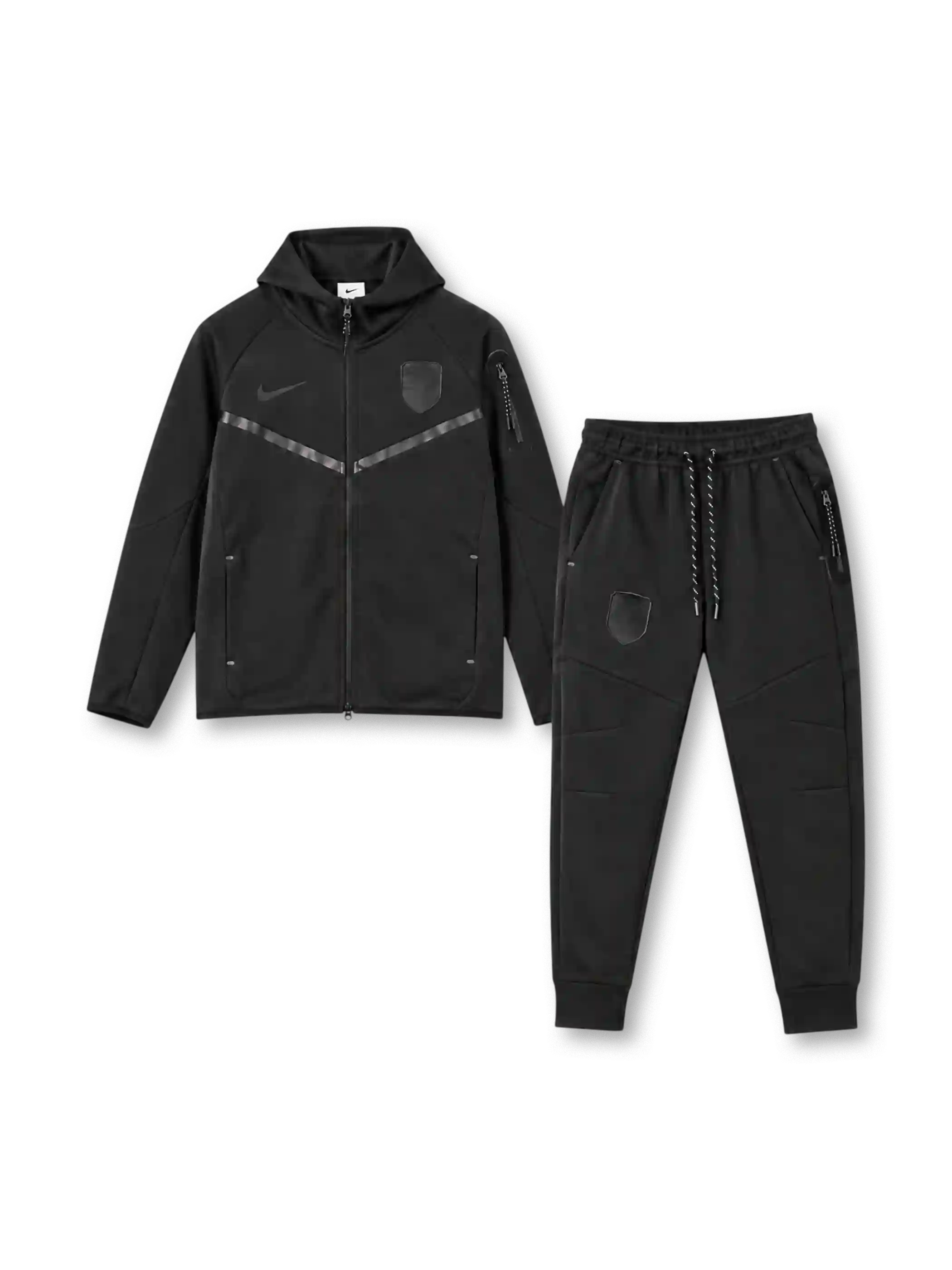 ノルウェー代表 2026年 テックフリースブラックアウトフーディー&パンツセット（Nike製、オールブラック）