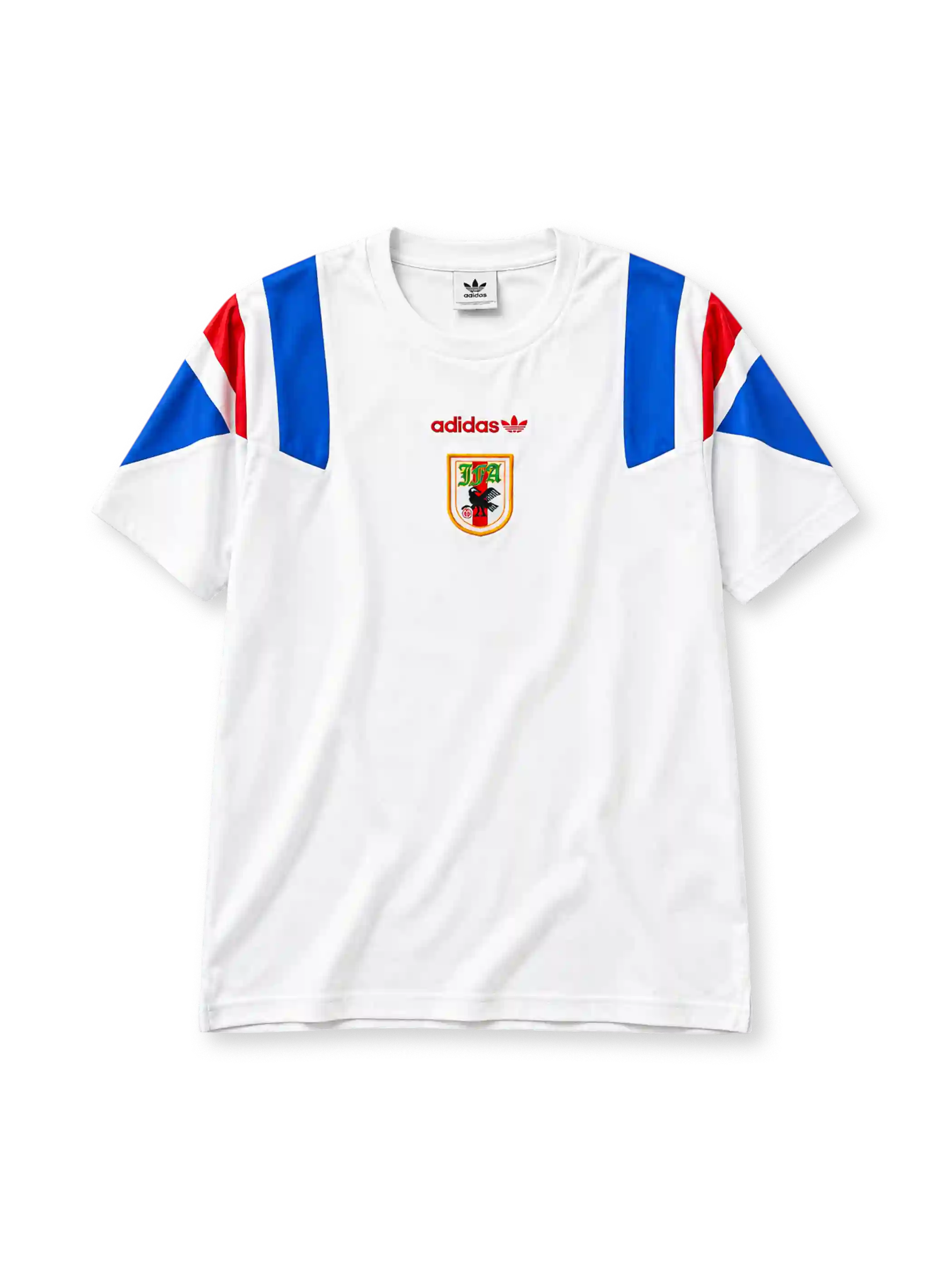 日本代表 EQT Tシャツ ホワイト 白に青と赤のショルダーパネル 90年代JFAエンブレム入り