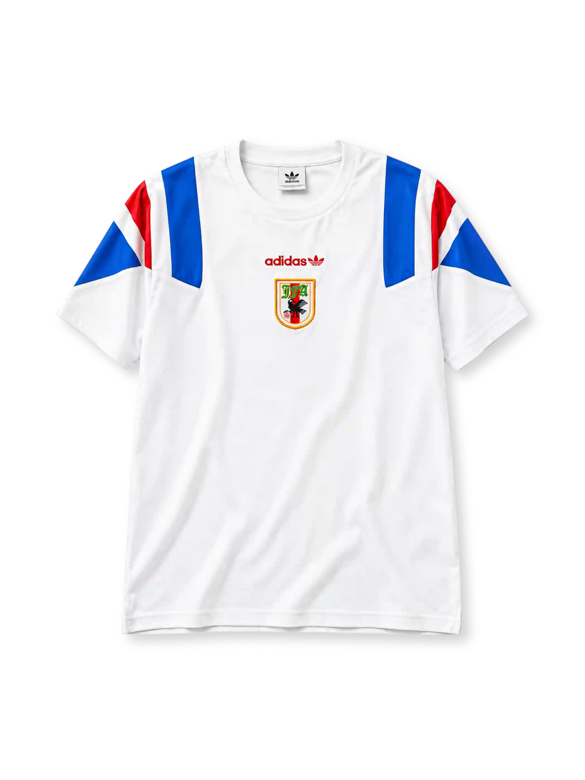 日本代表 EQT Tシャツ ホワイト 白に青と赤のショルダーパネル 90年代JFAエンブレム入り