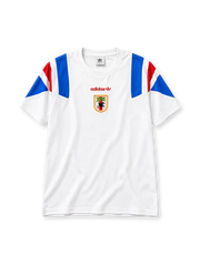 日本代表 EQT Tシャツ ホワイト 白に青と赤のショルダーパネル 90年代JFAエンブレム入り