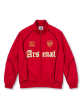 アーセナル グラフィック モックネックジャケット レッド ゴシック体のArsenalロゴ AFC 1886の刺繍 金色のクラブエンブレム