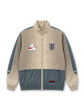 イングランド代表 2026 ナイキ×パレス トラックジャケット ベージュ 十字のグラフィック グレーのパネル スリーライオンズのエンブレム