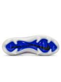 Nike Mercurial/マーキュリアル Vapor 15/ヴェイパー 15 Elite FG ホワイトのサッカースパイク、ピンクとブルーのラインとグラデーションのスウッシュ、ブルーのAIR ZOOMソール面