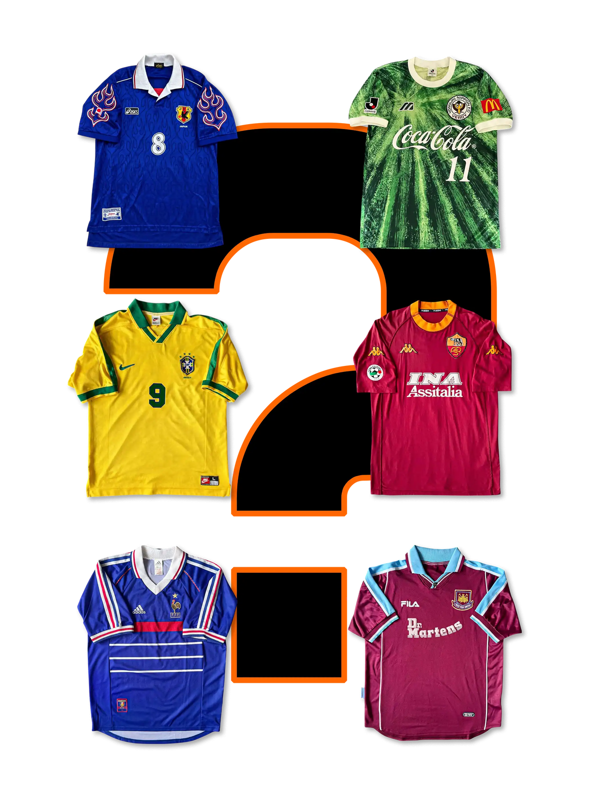 フットボールジャージ ミステリーボックス 月次サブスクリプション — 代表ジャージ×1・クラブジャージ×1 毎月2枚お届け