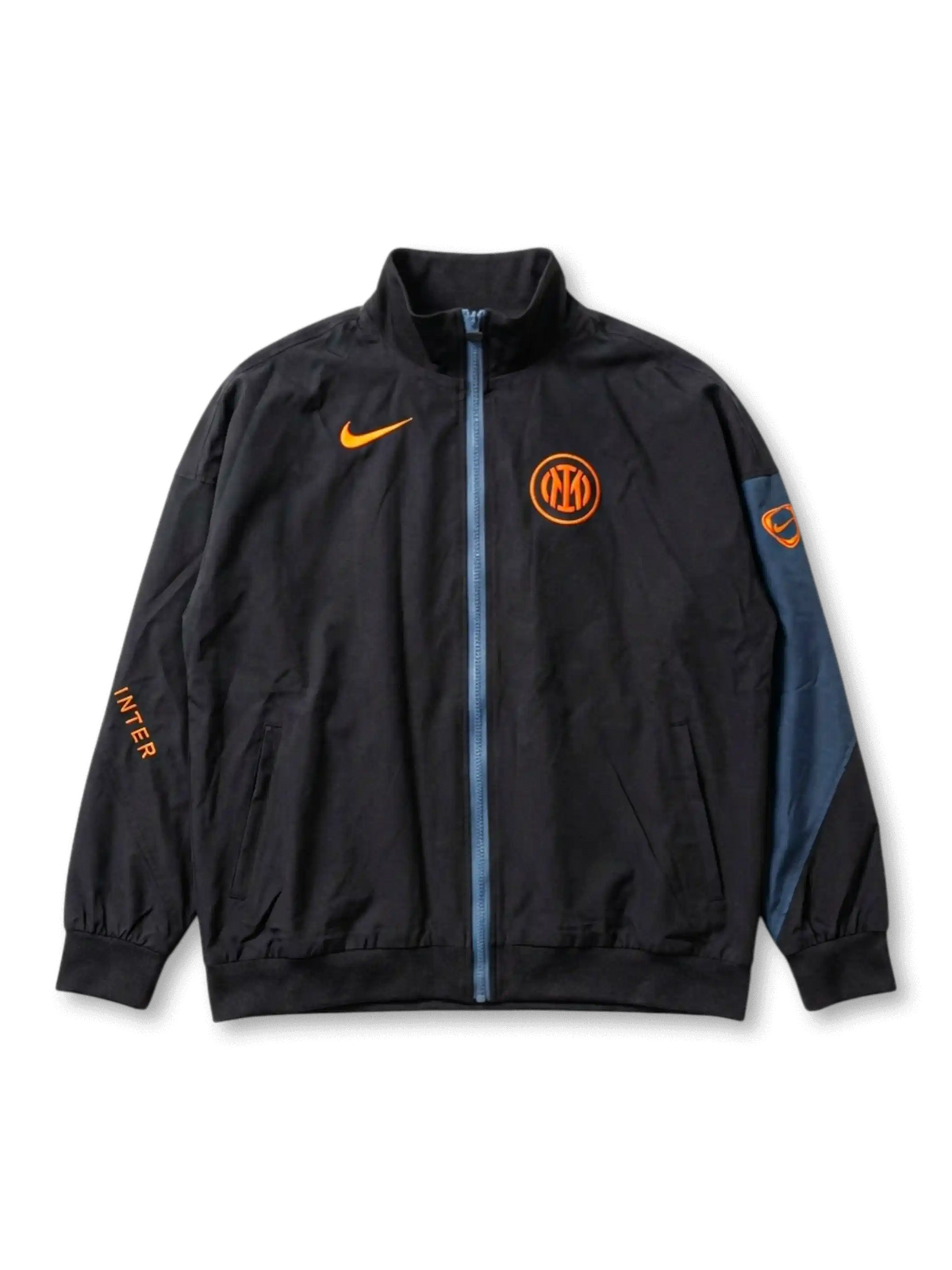 インテル トレーニングジャケット ブラック×オレンジ フロントデザイン