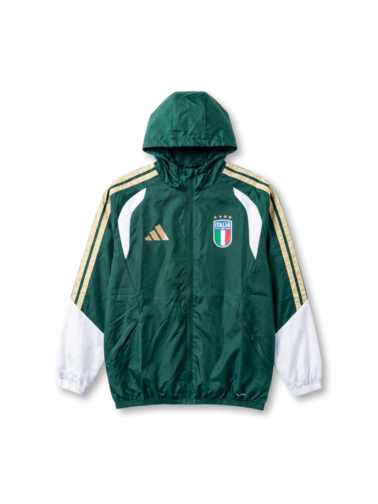 U*様  イタリア アンセムジャケット　XL イタリア代表 アンセムフーデッドジャケット — グリーン×ゴールド