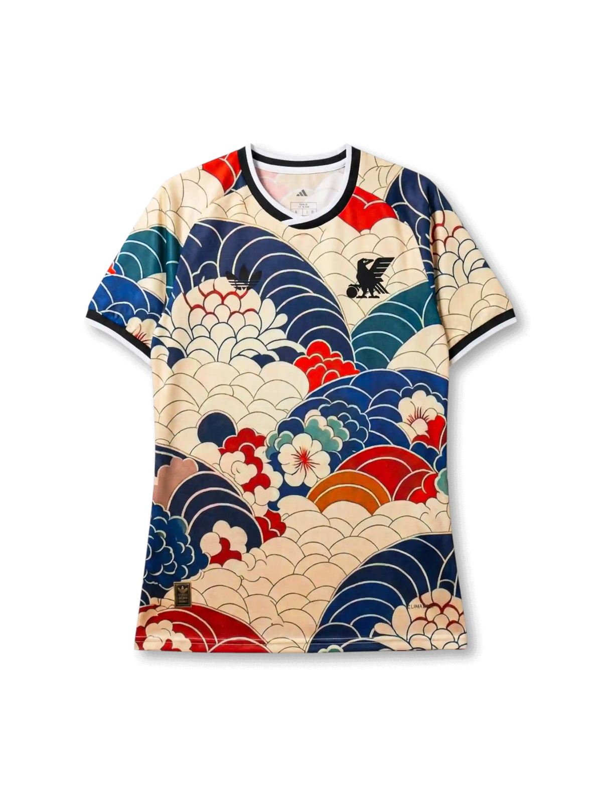 日本代表 スペシャルエディション「千層浪花」 Authentic フロント（青海波文様＋牡丹・桜・梅花フルプリント＋JFA八咫烏エンブレム＋adidas Originalsトレフォイル）