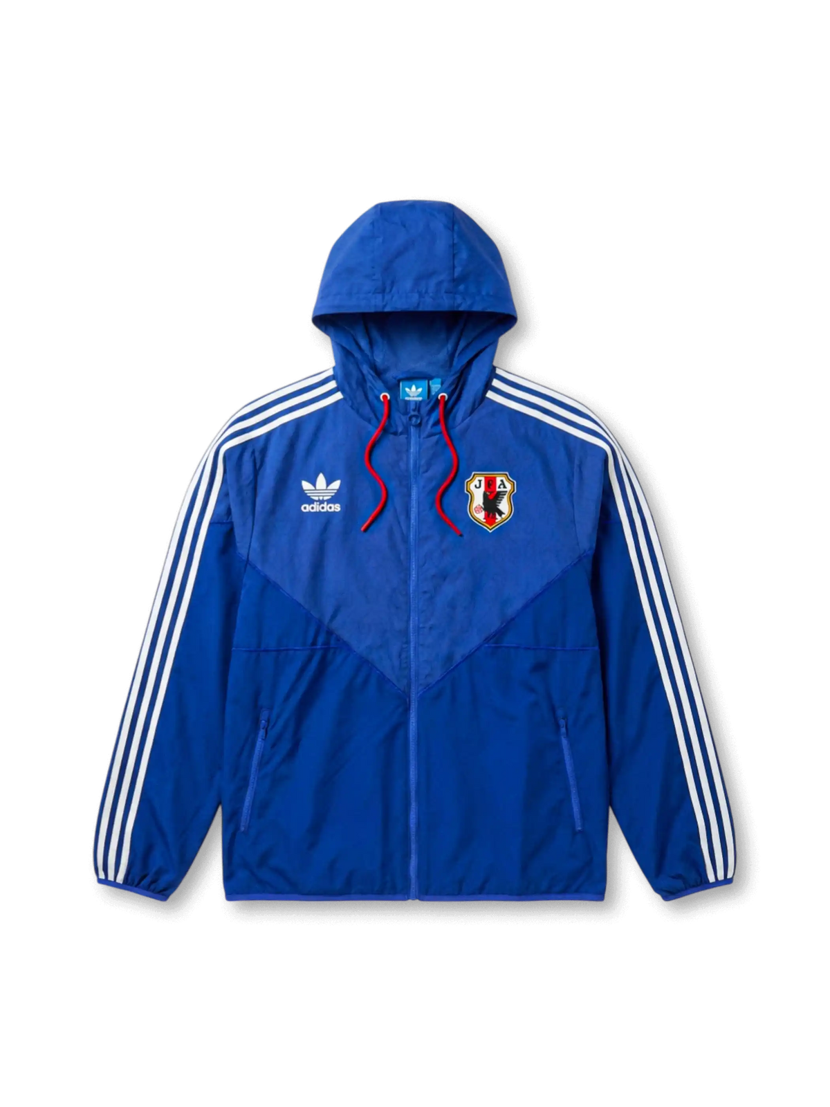 日本代表 オリジナルス フード付きウインドブレーカージャケット ブルー フロントデザイン