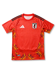 日本代表 2026/27 GKジャージ Authentic 正面 — 赤地×炎グラフィック、JFAエンブレム