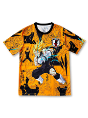 超サイヤ人ベジータプリント・エネルギーエフェクト・オレンジ背景ディテール