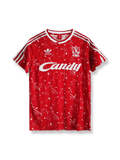 1989/91シーズンのリヴァプールホームユニフォーム、イアン・ラッシュ着用の伝統的サッカージャージ