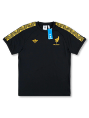 メキシコ代表×adidas Originalsスペシャルエディション正面、ブラック×ゴールドマンダラ幾何学肩ストライプ・トレフォイルロゴ・FMFイーグルエンブレム・タグ付き未使用