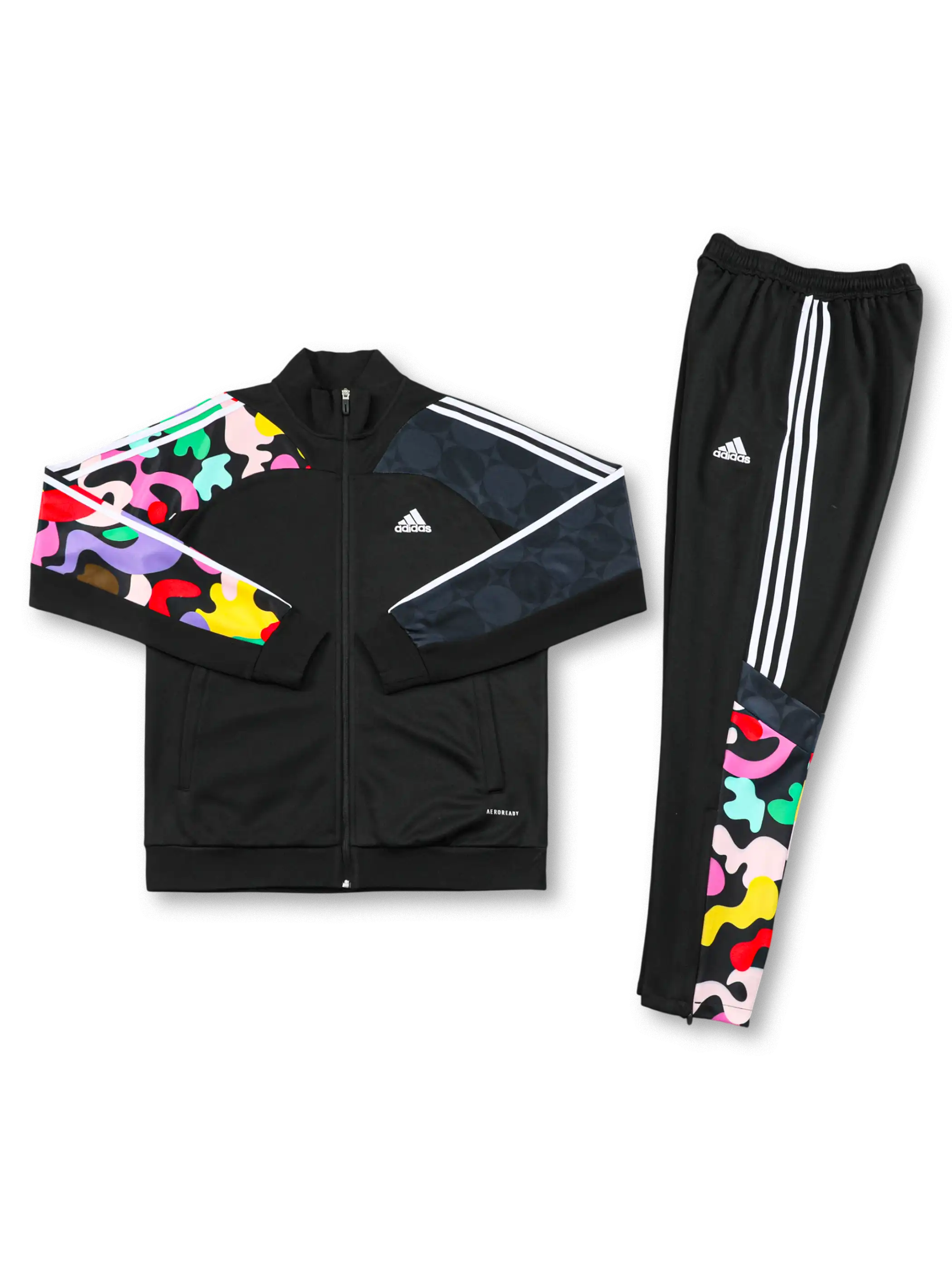 adidas カラーブロック トラックスーツ 正面デザイン