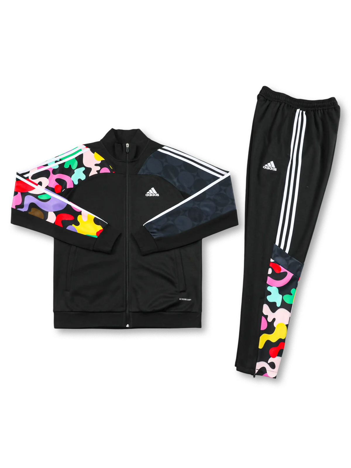 adidas カラーブロック トラックスーツ 正面デザイン