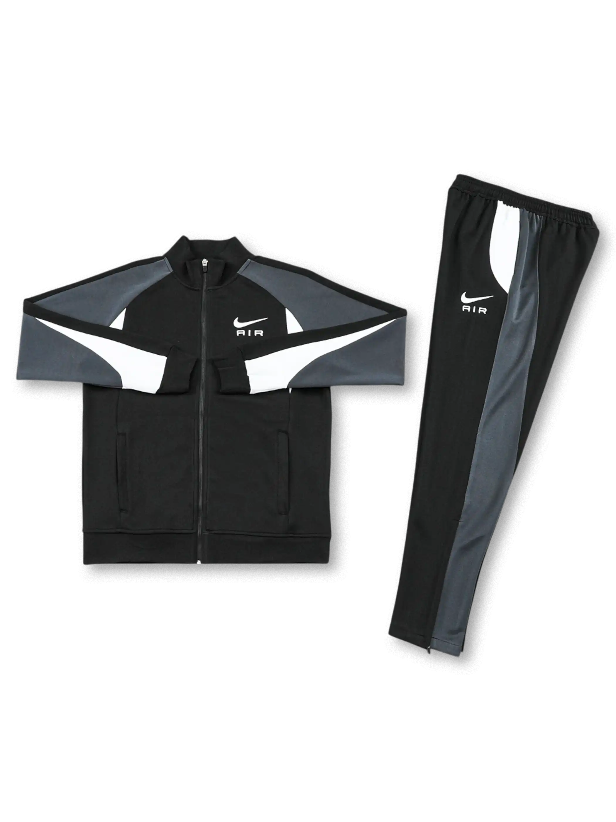 ブラック×グレー切替のNike Airトラックジャケットとパンツの正面全体
