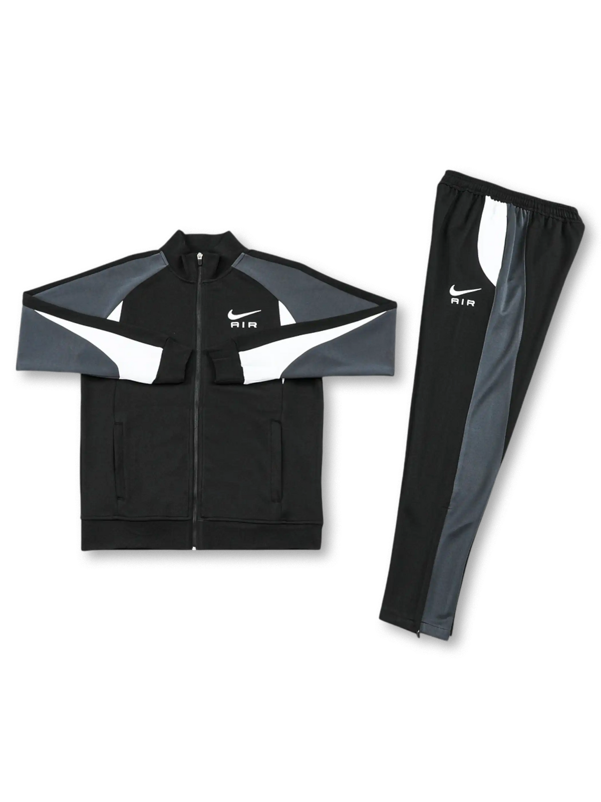ブラック×グレー切替のNike Airトラックジャケットとパンツの正面全体