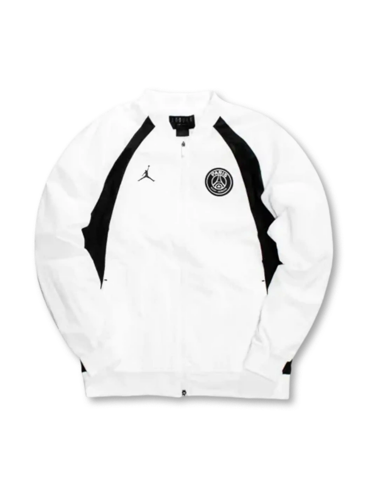 PSG × Nike Jordan トラックジャケット ホワイト ブラック セカンドカプセル 前面デザイン