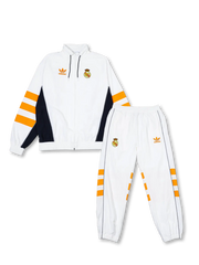 レアル・マドリード レトロ三つ葉ジャケット前面 ホワイト×オレンジライン