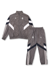 レアル・マドリード レトロ三つ葉ジャージ ジャケット前面 グレー×ネイビー切替