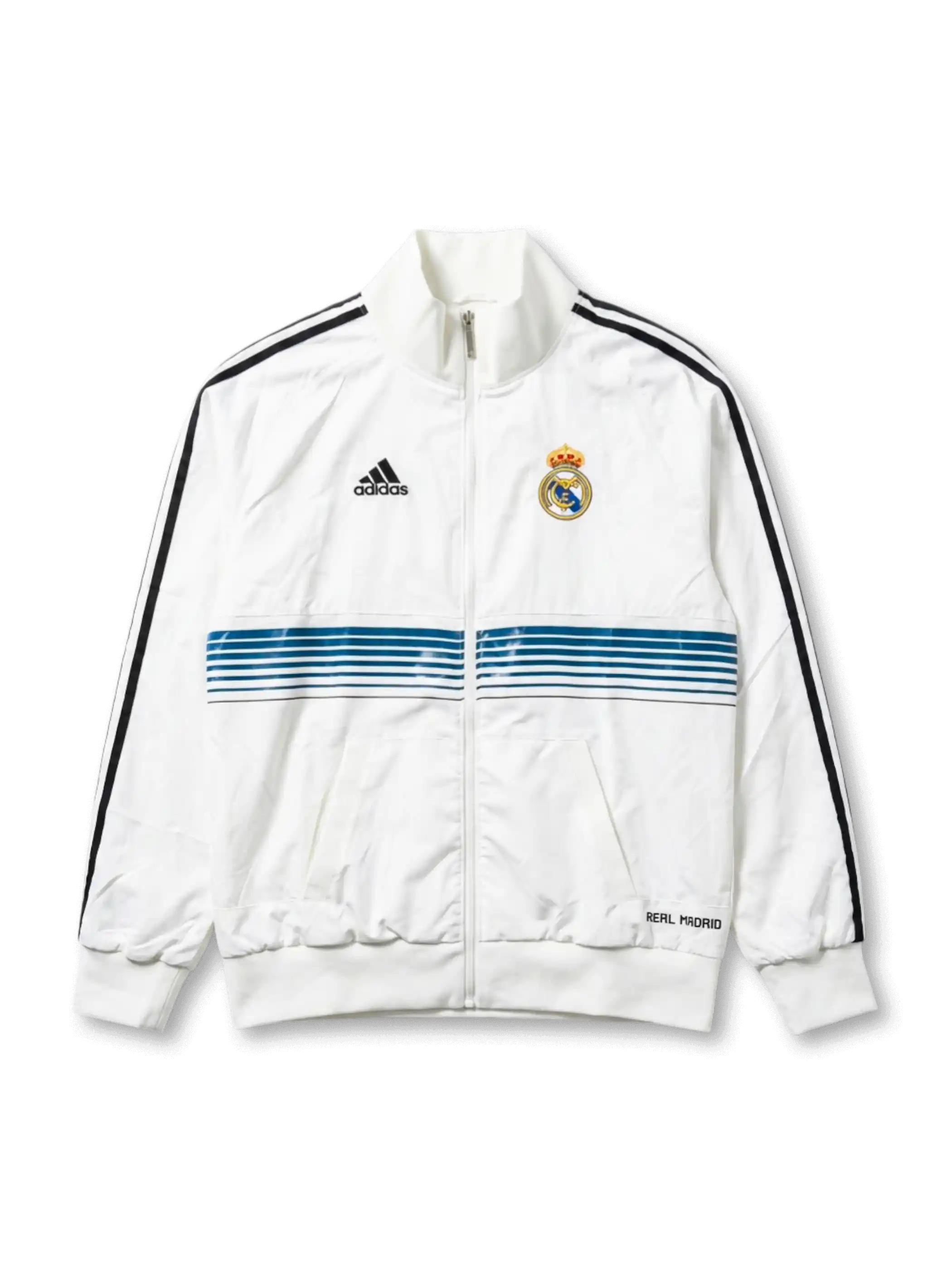 レアル・マドリード トレーニングジャケット ホワイト×ブルー フロントデザイン